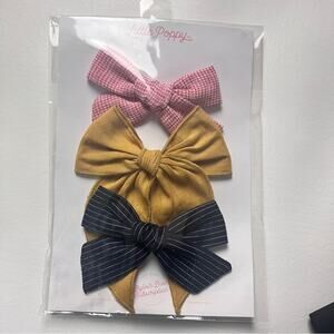 Little Poppy Little Girls Hair Bows three Piece Variety Color  Accessory Set